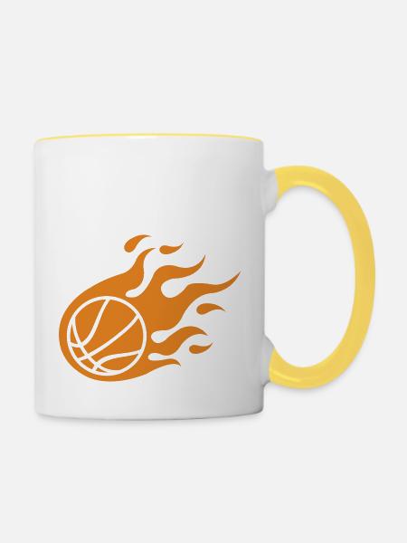 basketball fire - Tasse zweifarbig - Weiß/Gelb