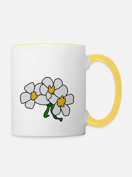 Gänseblümchen abstrakte Skizze - Tasse zweifarbig - Weiß/Gelb