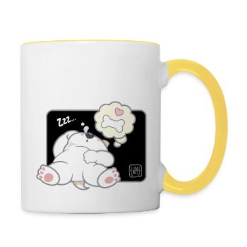 Hund koreanisch - japanischer Stil 11 - Tasse zweifarbig - Weiß/Gelb - Rechts