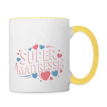 Super maîtresse - Mug contrasté - blanc/jaune - Droite