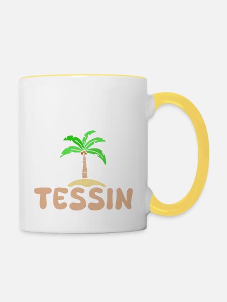Tessin als Tessin - Tasse zweifarbig - Weiß/Gelb