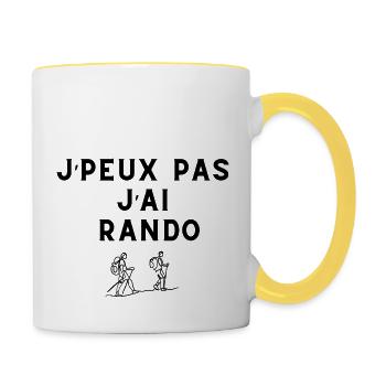 Je peux pas j'ai rando - Mug contrasté - blanc/jaune - Droite