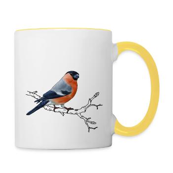 Bullfinch single - Contrasting Mug - white/yellow - Right