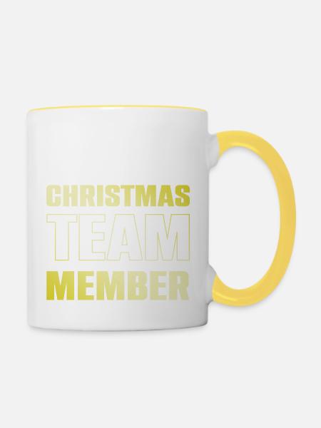 Christmas Team - Tasse zweifarbig - Weiß/Gelb