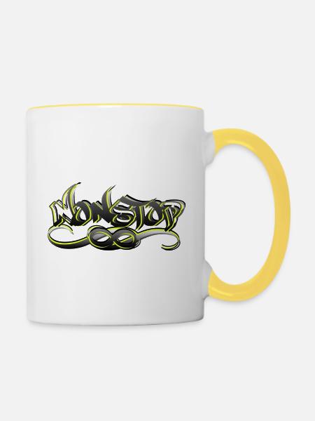 NonStoP LoGo - Tasse zweifarbig - Weiß/Gelb