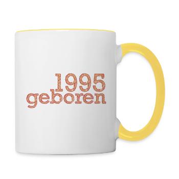 Jahrgang 1995 geboren - Tasse zweifarbig - Weiß/Gelb - Rechts