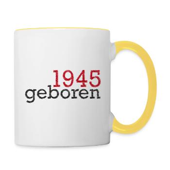 Geboren Jahrgang 1945 - Tasse zweifarbig - Weiß/Gelb - Rechts