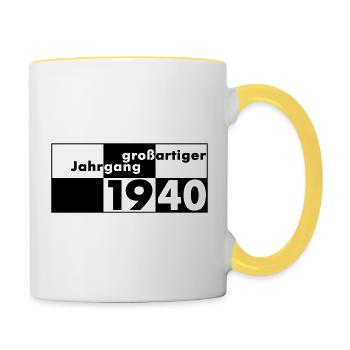 Großartiger Jahrgang 1940 geboren - Tasse zweifarbig - Weiß/Gelb - Rechts