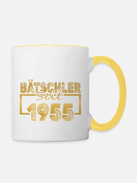 Alleinstehend 1955 - Tasse zweifarbig - Weiß/Gelb