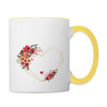 Goldene Herzblume für die zukünftige Braut - Tasse zweifarbig - Weiß/Gelb - Rechts