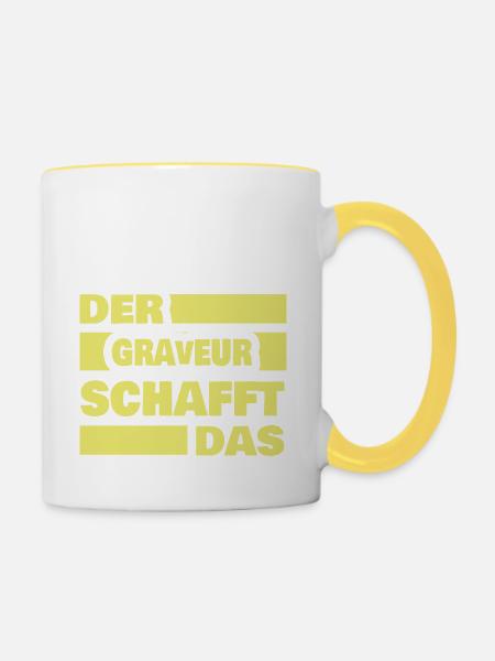 Graveur als Arbeit - Tasse zweifarbig - Weiß/Gelb