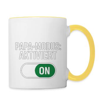 Papa-Modus aktiviert - Dad-Mode:ON - Tasse zweifarbig - Weiß/Gelb - Rechts