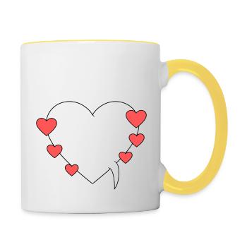 Speech bubble with hearts - Contrasting Mug - white/yellow - Right