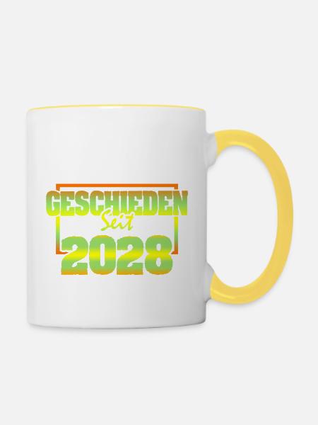 2028 - Tasse zweifarbig - Weiß/Gelb