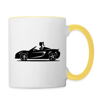 Auto Cabrio Frau - Tasse zweifarbig - Weiß/Gelb - Rechts