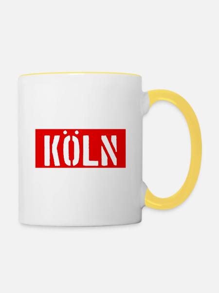 Köln - Kölle - Rhein - Tasse zweifarbig - Weiß/Gelb
