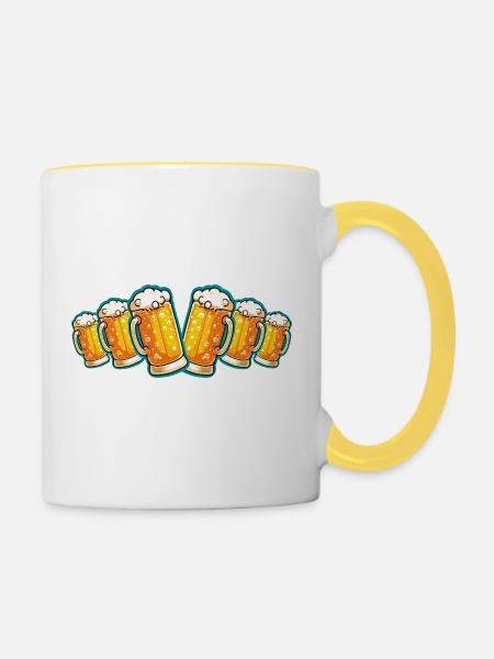Bierglas Bierkrug Bier - Tasse zweifarbig - Weiß/Gelb