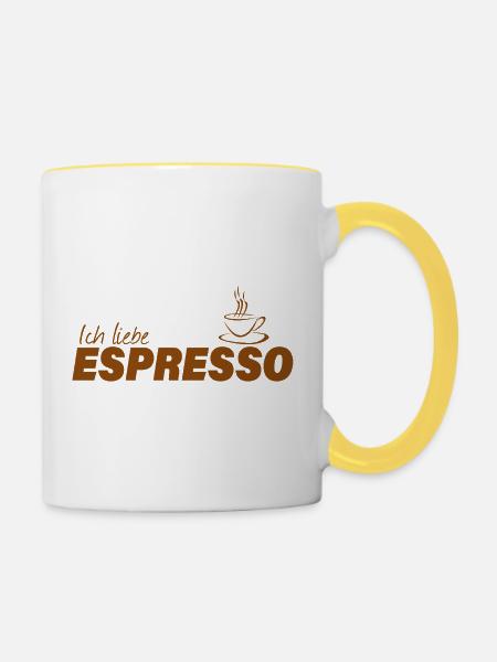 ICH LIEBE ESPRESSO - Tasse zweifarbig - Weiß/Gelb
