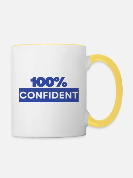 100% zuversichtlich - Tasse zweifarbig - Weiß/Gelb