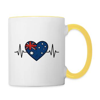 Australien Heartbeat Line Flagge Liebe Reisen Design - Tasse zweifarbig - Weiß/Gelb - Rechts