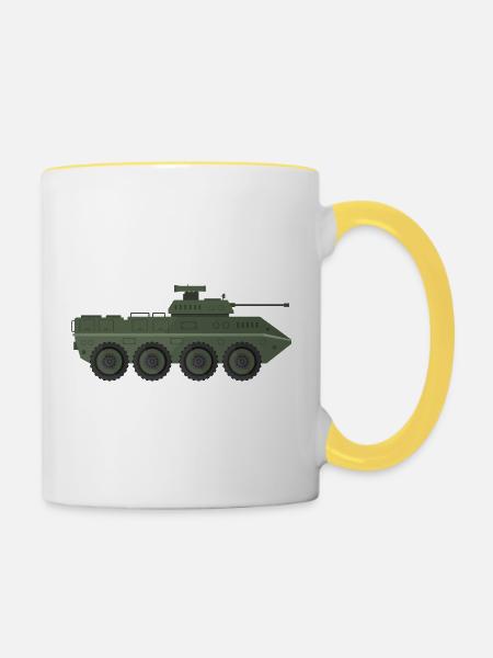 Militär-LKW - Tasse zweifarbig - Weiß/Gelb