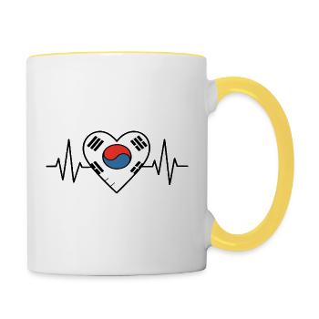 Südkorea Flagge Heartbeat Line Korean Pride - Tasse zweifarbig - Weiß/Gelb - Rechts