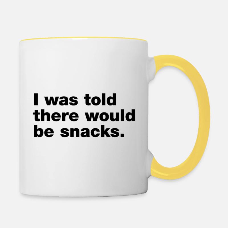 I was told there would be snacks - Contrasting Mug - white/yellow