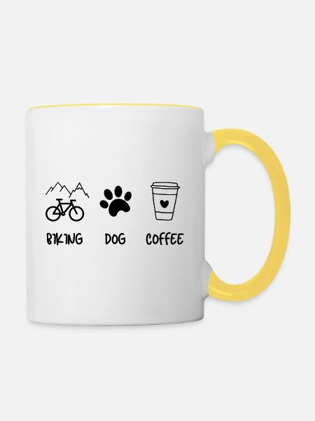 Cyclist Dog Kaffee - Tasse zweifarbig - Weiß/Gelb