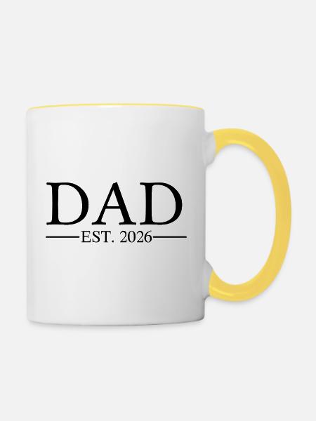DAD est 2026 Papa  - Tasse zweifarbig - Weiß/Gelb