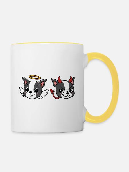 Boston – Angel-Devil - Tasse zweifarbig - Weiß/Gelb