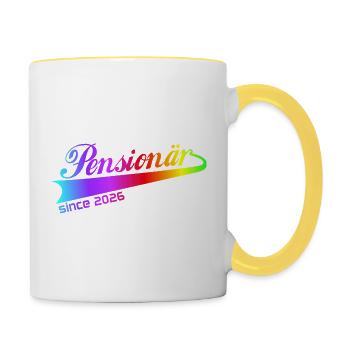 Pensionär 2026 Renten Hoodie, Tasse, Shirt - Tasse zweifarbig - Weiß/Gelb - Rechts