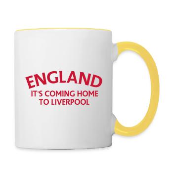 L’Angleterre Elle rentre à Liverpool - Mug contrasté - blanc/jaune - Droite