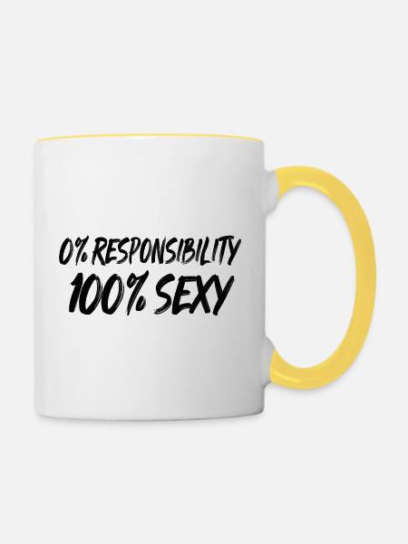 100% Sexy Typo-Statement - Tasse zweifarbig - Weiß/Gelb