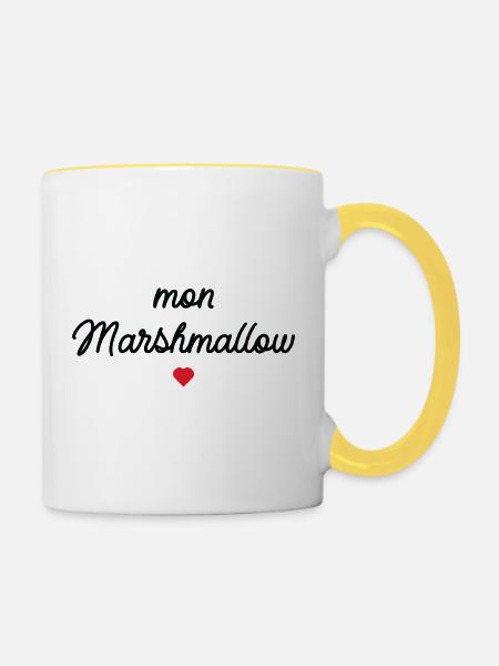Mein Rotes Herz-Marshmallow - Tasse zweifarbig - Weiß/Gelb