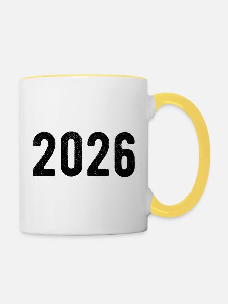 2026 - Tasse zweifarbig - Weiß/Gelb