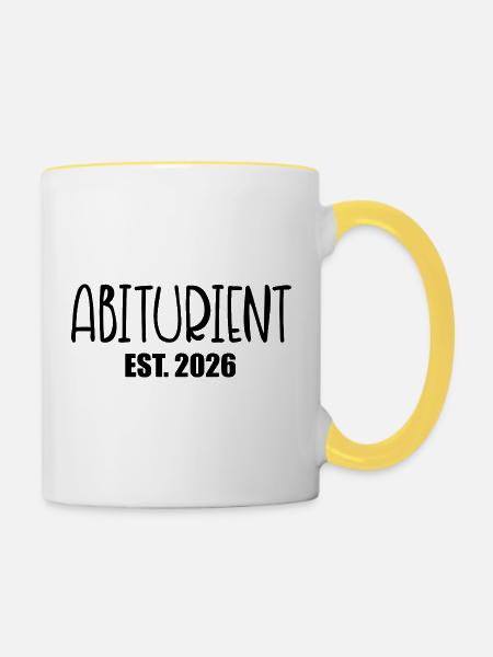 Abiturient 2026 Abschluss - Tasse zweifarbig - Weiß/Gelb