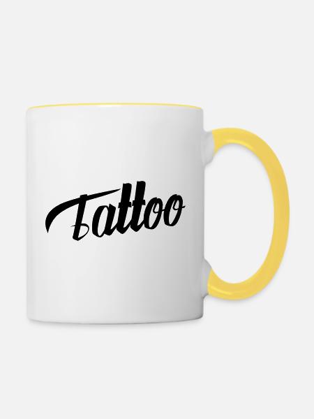 Tattoo - Tasse zweifarbig - Weiß/Gelb