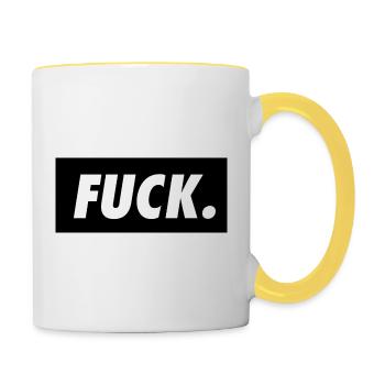 Baiser. Blanc sur noir. - Mug contrasté - blanc/jaune - Droite