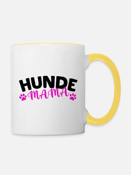 Hunde Mama - Tasse zweifarbig - Weiß/Gelb