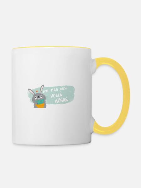 Vollmöhre Liebesbotschaft Hase - Tasse zweifarbig - Weiß/Gelb