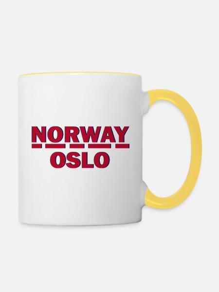 Oslo Retro Blockbuchstaben - Tasse zweifarbig - Weiß/Gelb