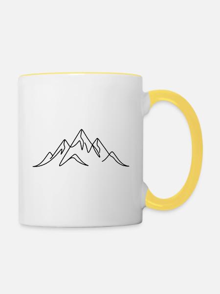 Gebirge - Tasse zweifarbig - Weiß/Gelb