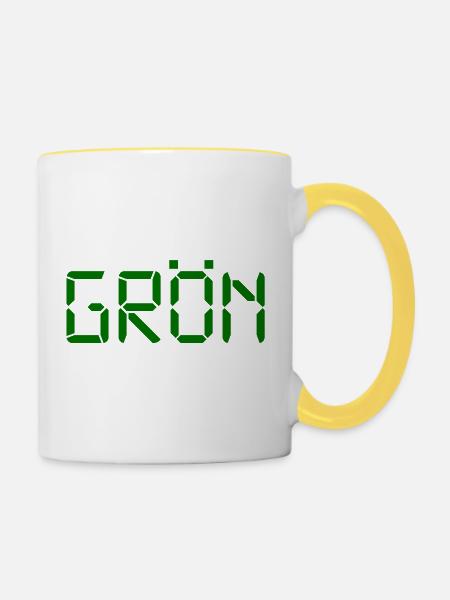 Grün – LCD - Tasse zweifarbig - Weiß/Gelb