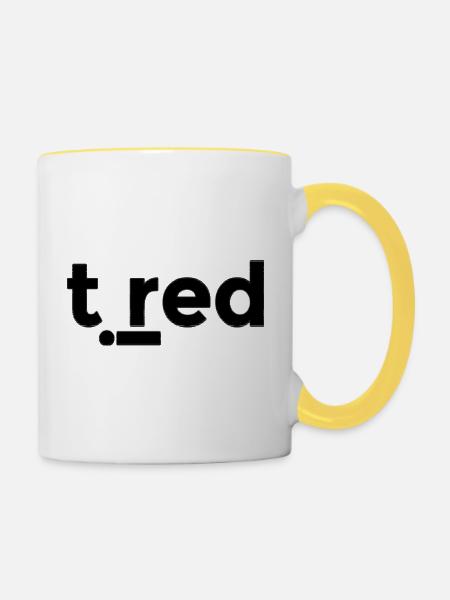 müde - Tasse zweifarbig - Weiß/Gelb
