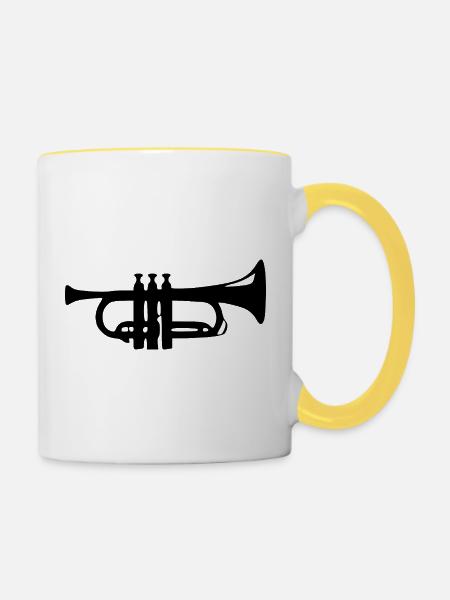 Trompete Geschenk Musiker Blasmusik - Tasse zweifarbig - Weiß/Gelb