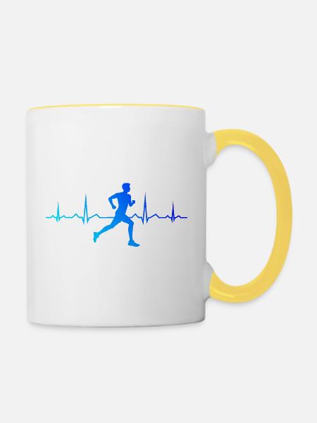 Geschenkidee für einen Running mit Running - Tasse zweifarbig - Weiß/Gelb
