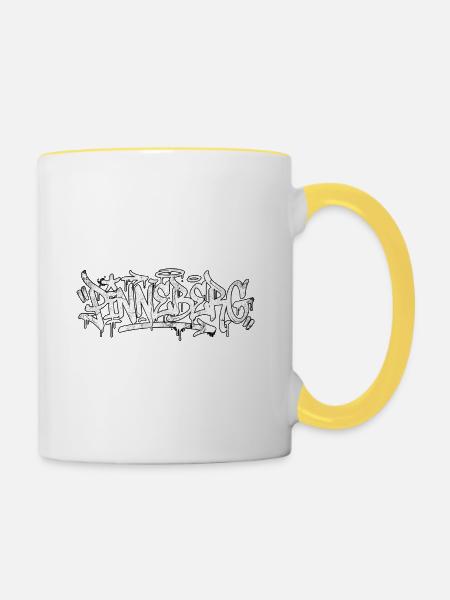 Pinneberg Graffiti - Tasse zweifarbig - Weiß/Gelb