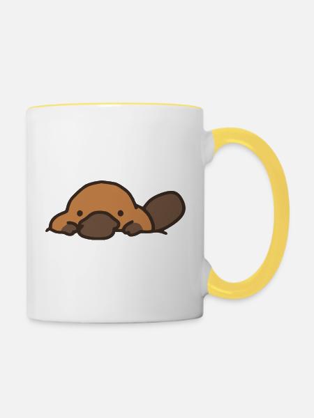 Süßes Schnabeltier - Tasse zweifarbig - Weiß/Gelb