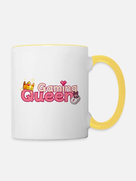 Gaming Queen Pixel Art Crown - Tasse zweifarbig - Weiß/Gelb