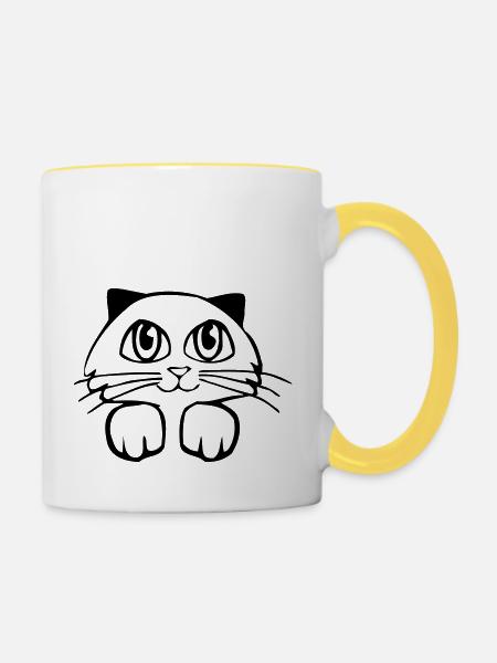 Suesse Mietze - Tasse zweifarbig - Weiß/Gelb